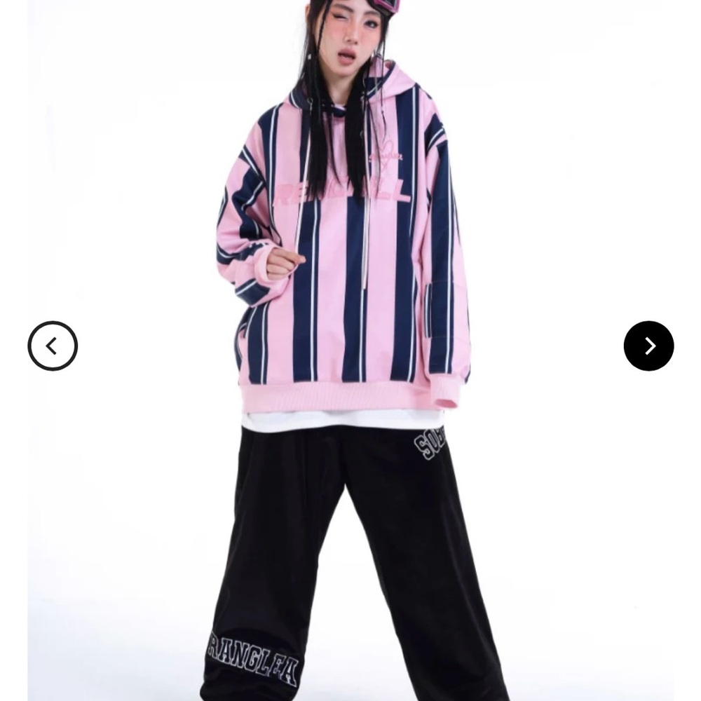 Frenchi Pink and Black Striped Puffer Jacket - Picture 5 of 11